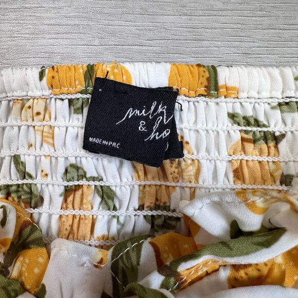 Milk & Honey 3X Lemon Blouse Plus Ruffle Scoop Neck Smocked Back Short Sleeve - Picture 4 of 5